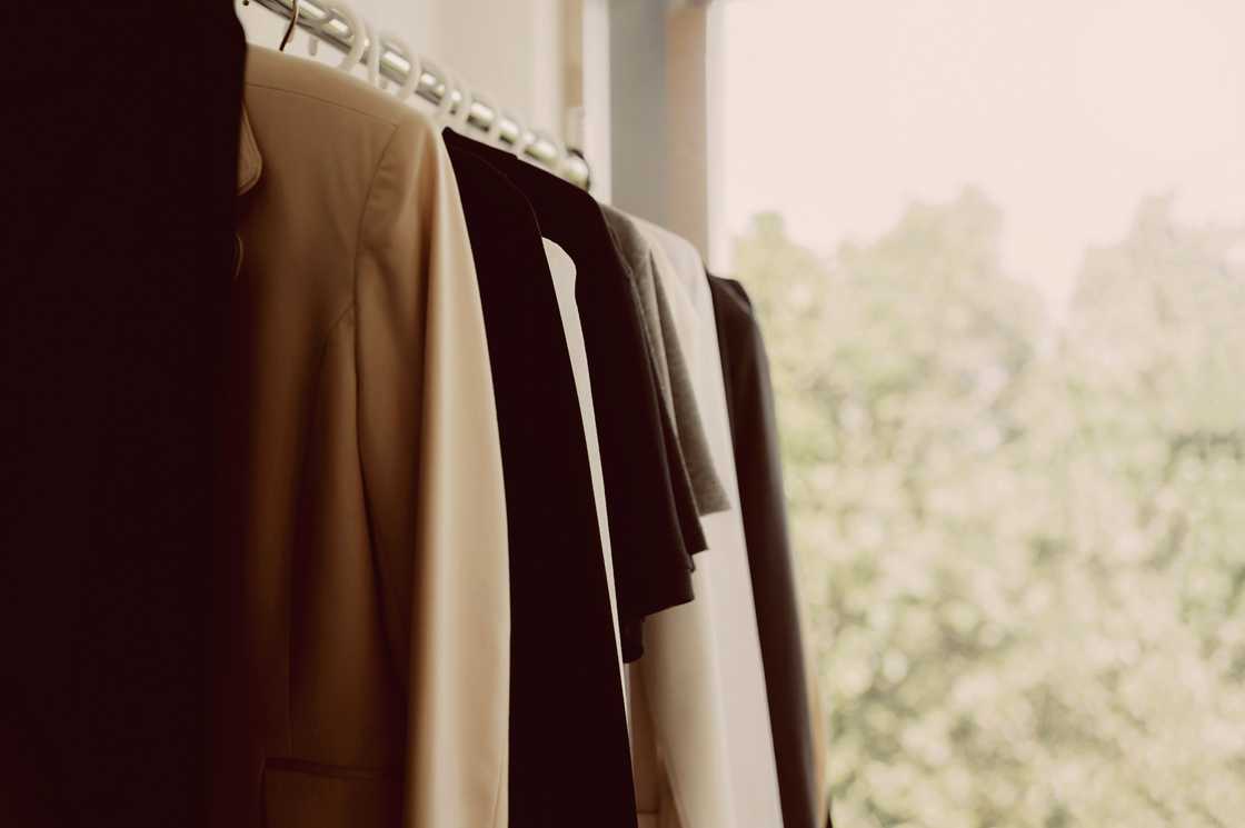 Clothes in a closet Clothes in a closet