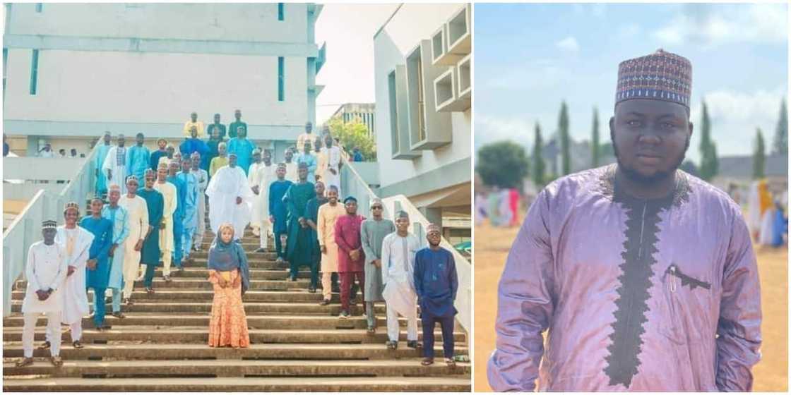 Nigerian man hails the only female in a graduating set, shares class photo Nigerian man hails the only female in a graduating set, shares class photo