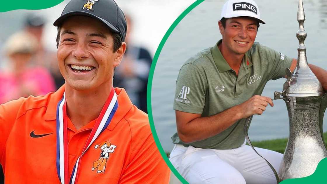 Viktor Hovland celebrating after victory