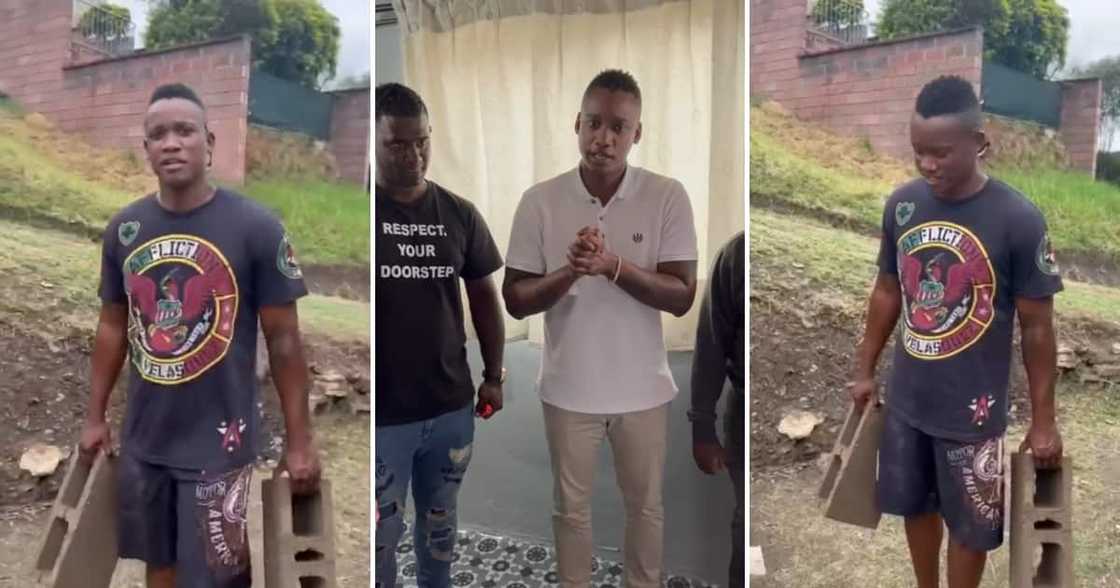 Duduzane Zuma helped build a house for a madala. Duduzane Zuma helped build a house for a madala.