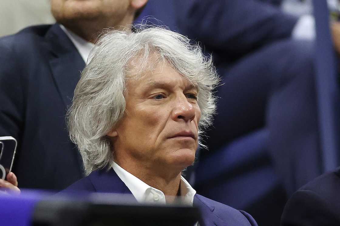 Jon Bon Jovi looks on during a Men's Singles Semifinal match Jon Bon Jovi looks on during a Men's Singles Semifinal match
