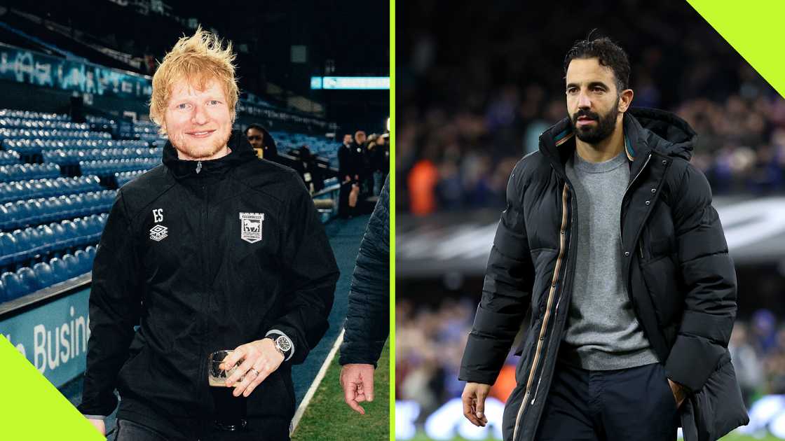 Ed Sheeran angered Manchester United fans when he interrupted Ruben Amorim's interview