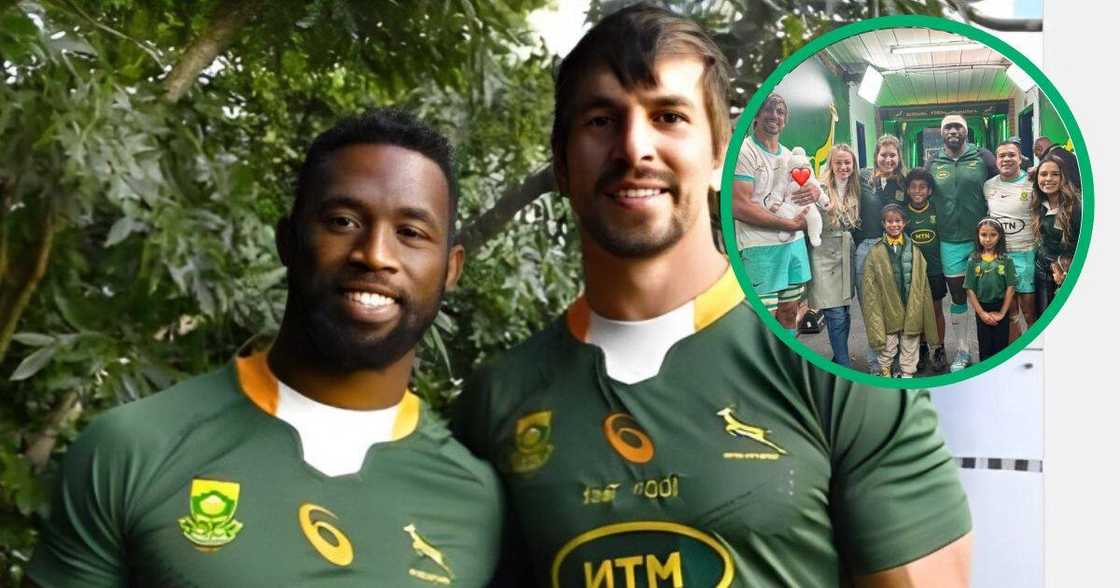 Siya Kolisi and Eben Etzebeth pose with their families in same pics Siya Kolisi and Eben Etzebeth pose with their families in same pics