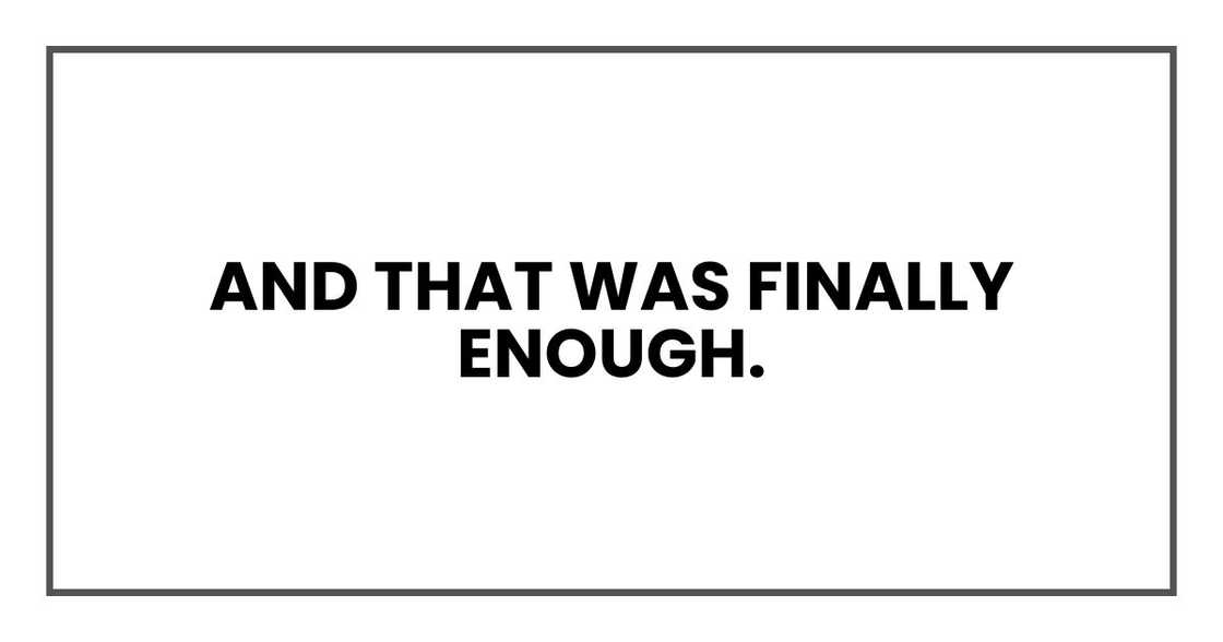 And that was finally enough.