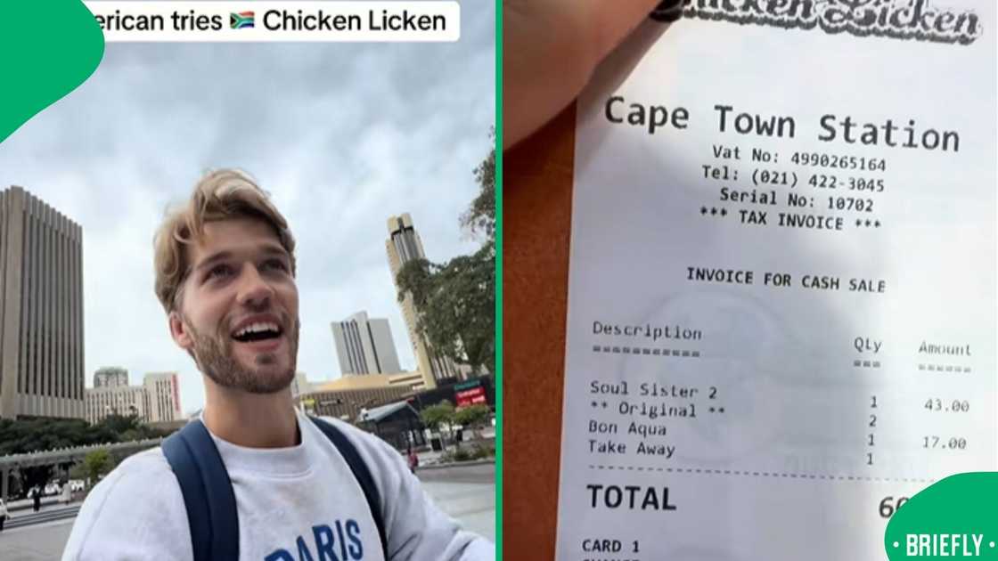 The visual on the right showed the slip after his purchase