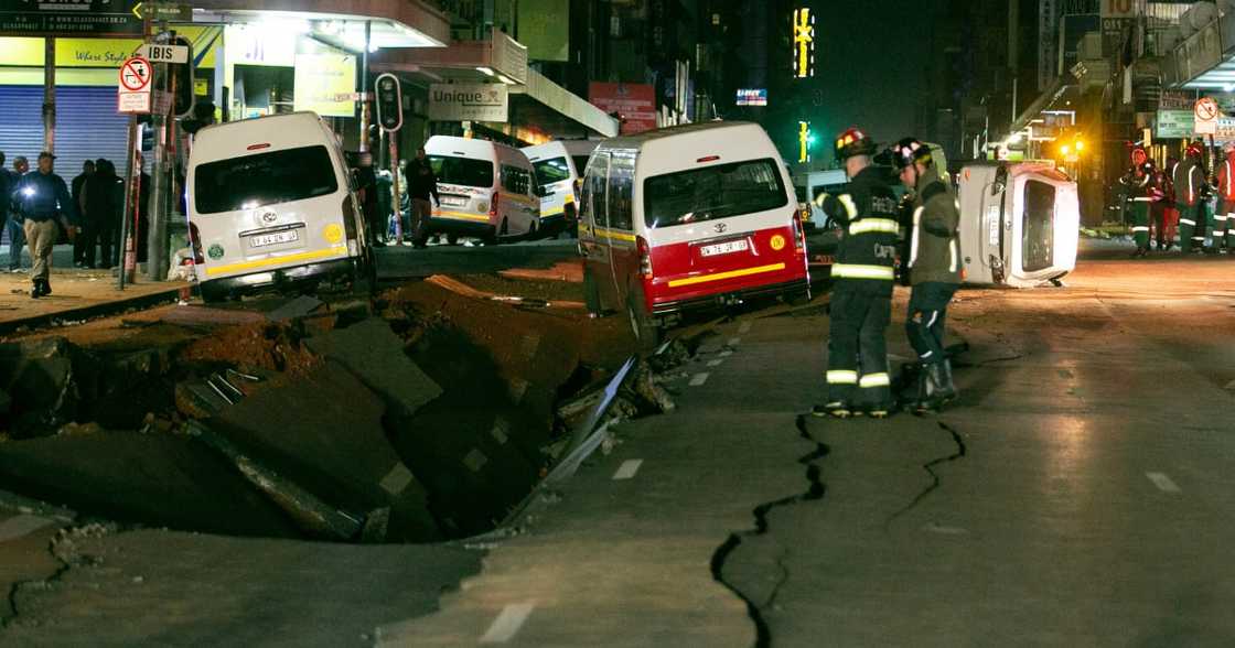 Destruction caused by an alleged gas explosion in the Central Business District (CBD) along Bree Street Destruction caused by an alleged gas explosion in the Central Business District (CBD) along Bree Street