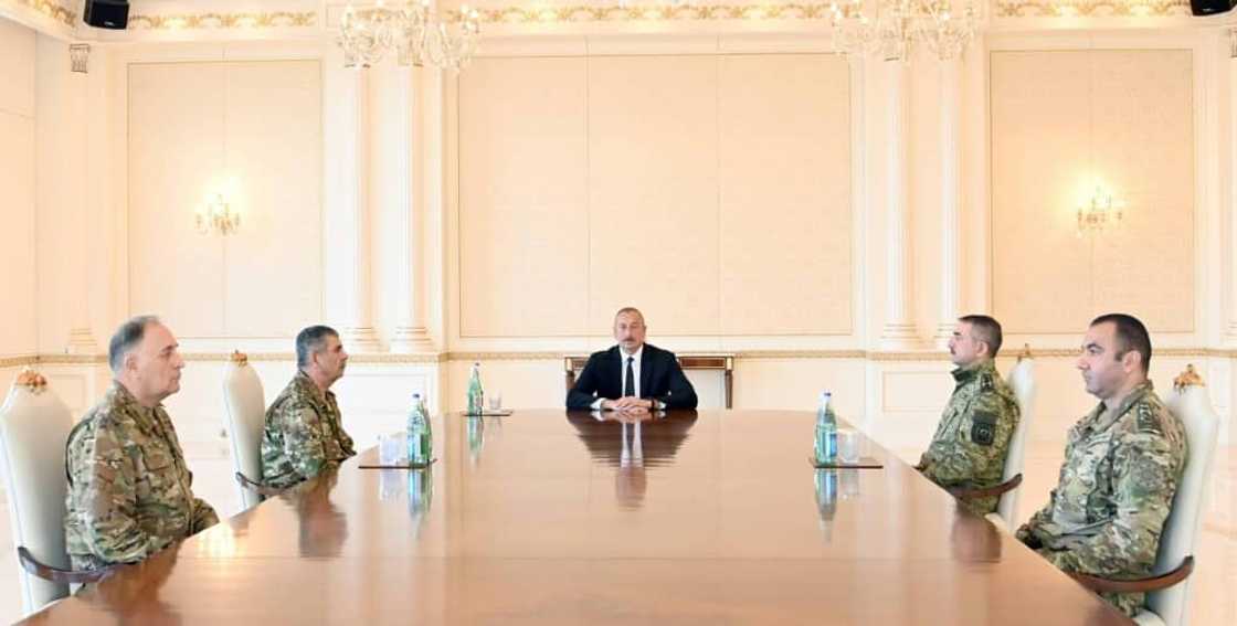 Azerbaijan, whose  President Ilham Aliyev met military leaders Tuesday, said it was responding to "large-scale subversive acts" by Armenia