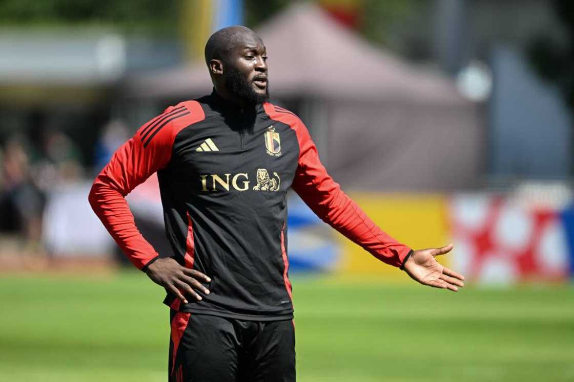 Romelu Lukaku during training Romelu Lukaku during training