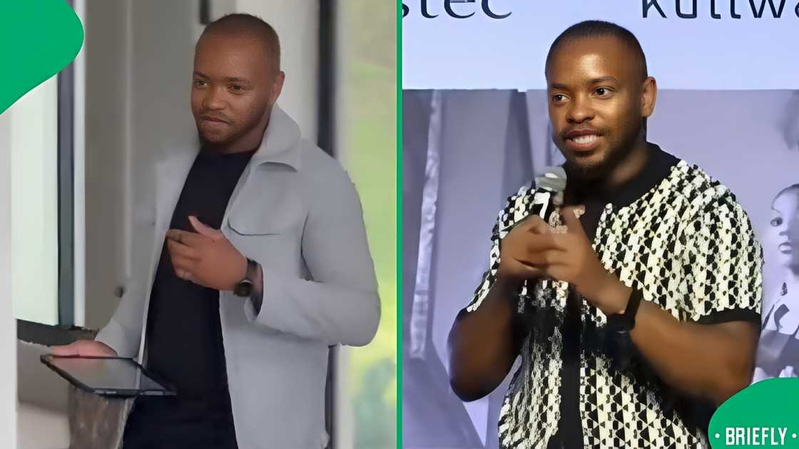 The screenshot on the right showed the medical doctor by profession, doing what he loves on stage, presenting The screenshot on the right showed the medical doctor by profession, doing what he loves on stage, presenting