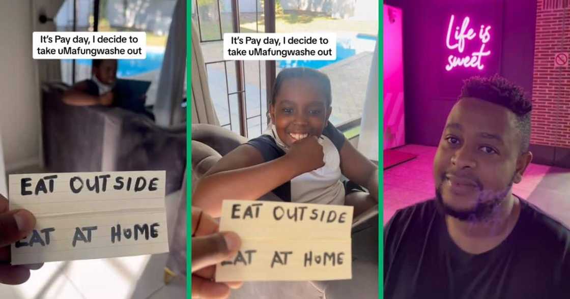 Dad pranks daughter with hilarious lunch date outside Dad pranks daughter with hilarious lunch date outside