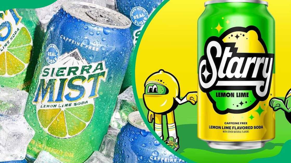 Sierra Mist in a can (L). The lemon-lime soft drink Starry (R)