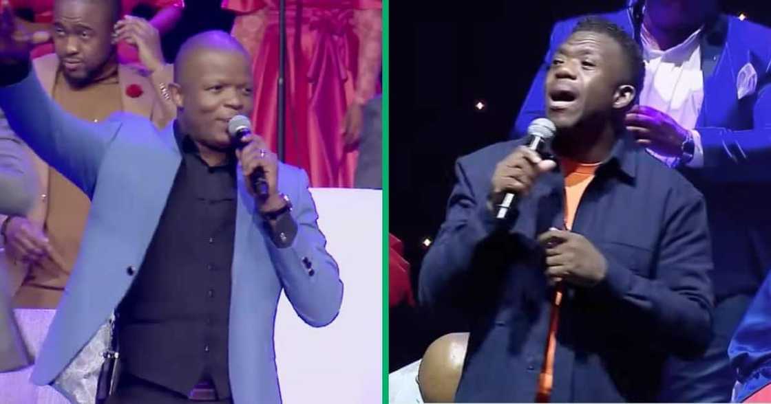Spirit of Praise singers Omega Khunou and Pastor Benjamin Dube were worshiping in public aeroplane. Spirit of Praise singers Omega Khunou and Pastor Benjamin Dube were worshiping in public aeroplane.