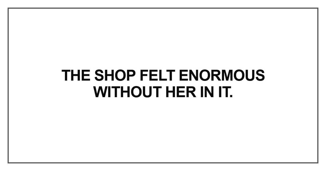 he shop felt enormous without her in it