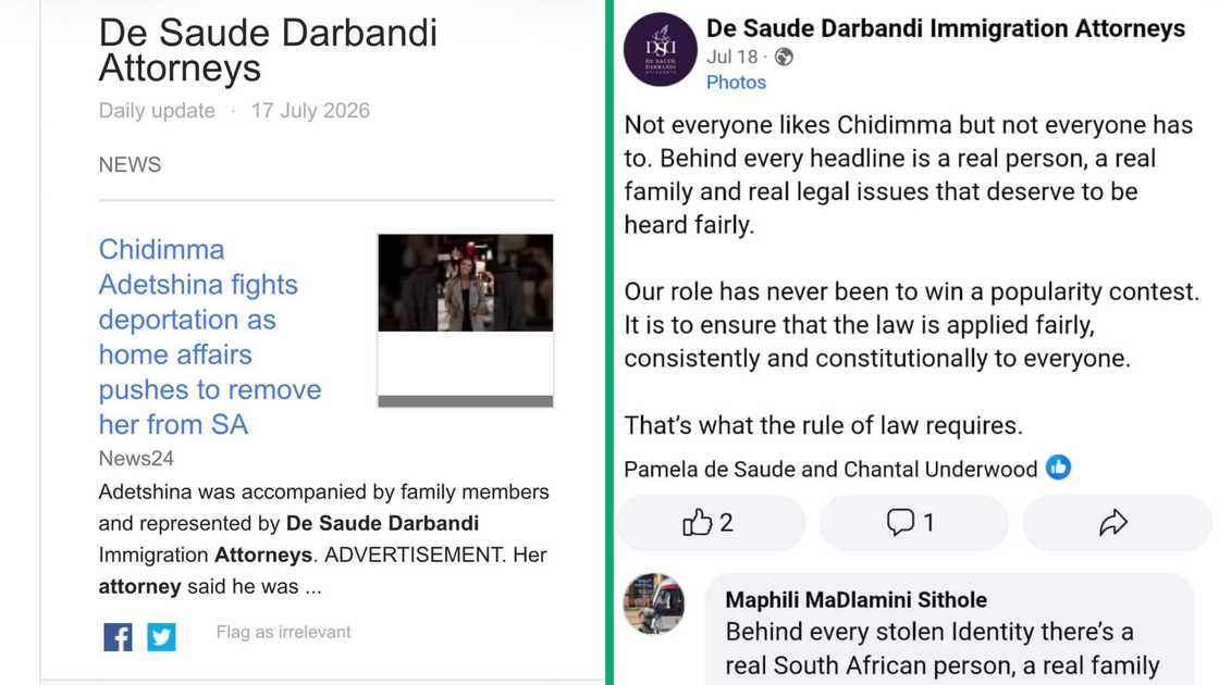Screenshots of Chidimma's lawyer's Facebook post Screenshots of Chidimma's lawyer's Facebook post