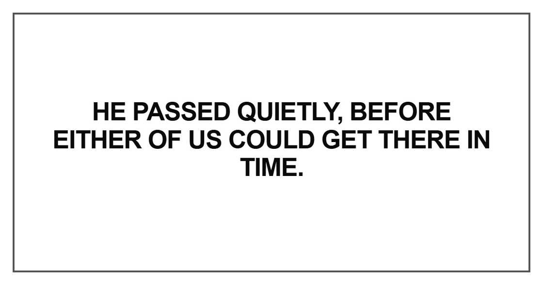 He passed quietly, before He passed quietly, before