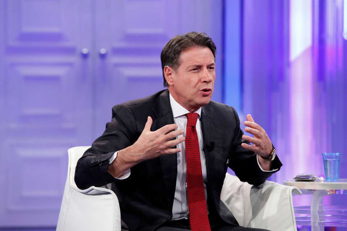 The leader of the 5 Star Movement Giuseppe Conte speaking The leader of the 5 Star Movement Giuseppe Conte speaking