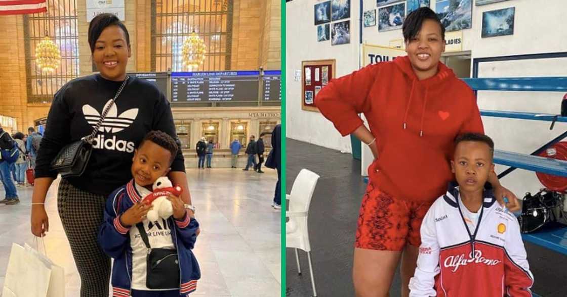 Anele Mdoda takes son Alakhe to Spain