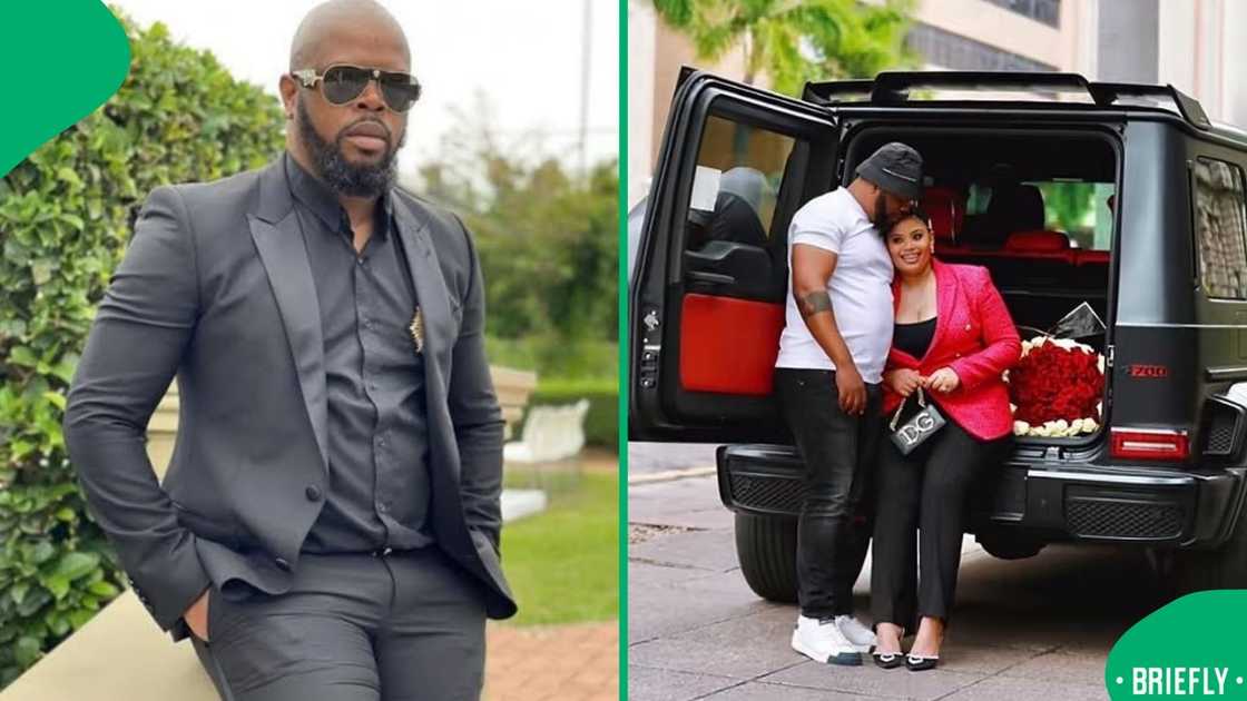 Leleti Nkosi and her husband on the right standing next to their car Leleti Nkosi and her husband on the right standing next to their car