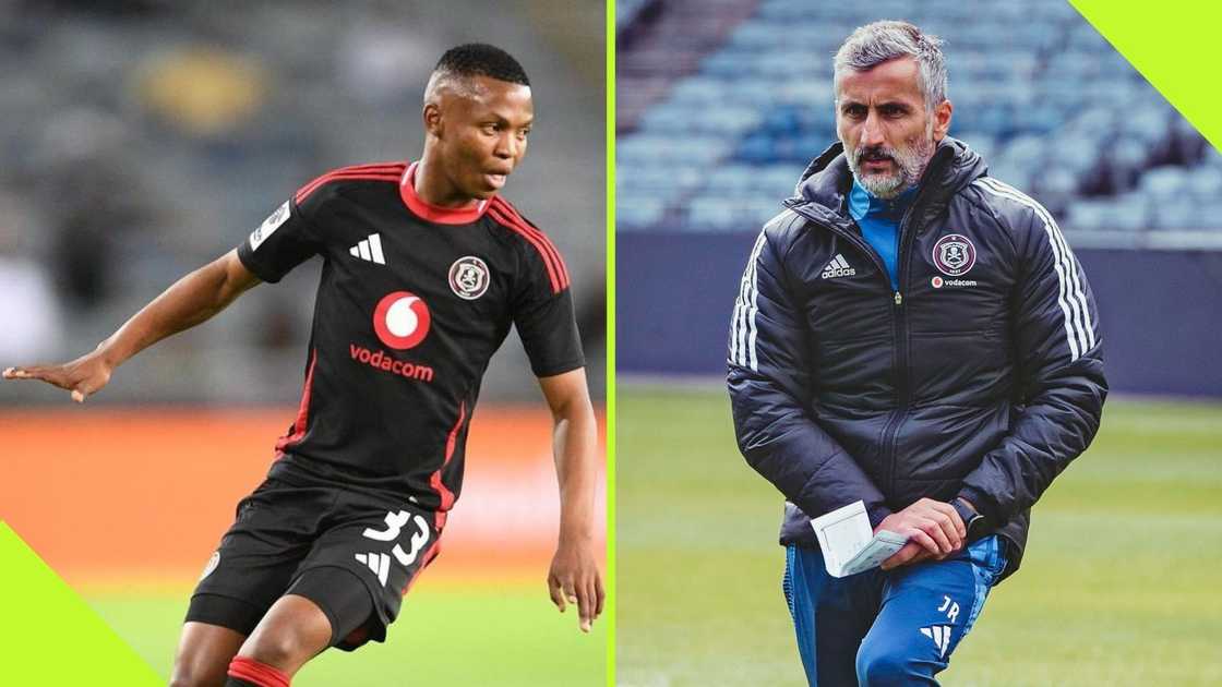 Mohau Nkota scored a brace for Jose Riveiro's Orlando Pirates side.