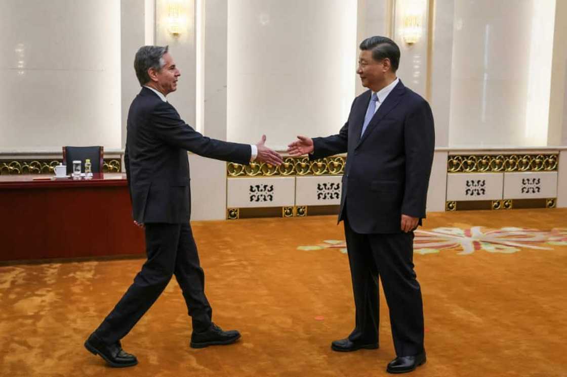 A Beijing meeting in June 2023 between US Secretary of State Antony Blinken (L) and Chinese President Xi Jinping was seen as progress in the nations' bilateral ties