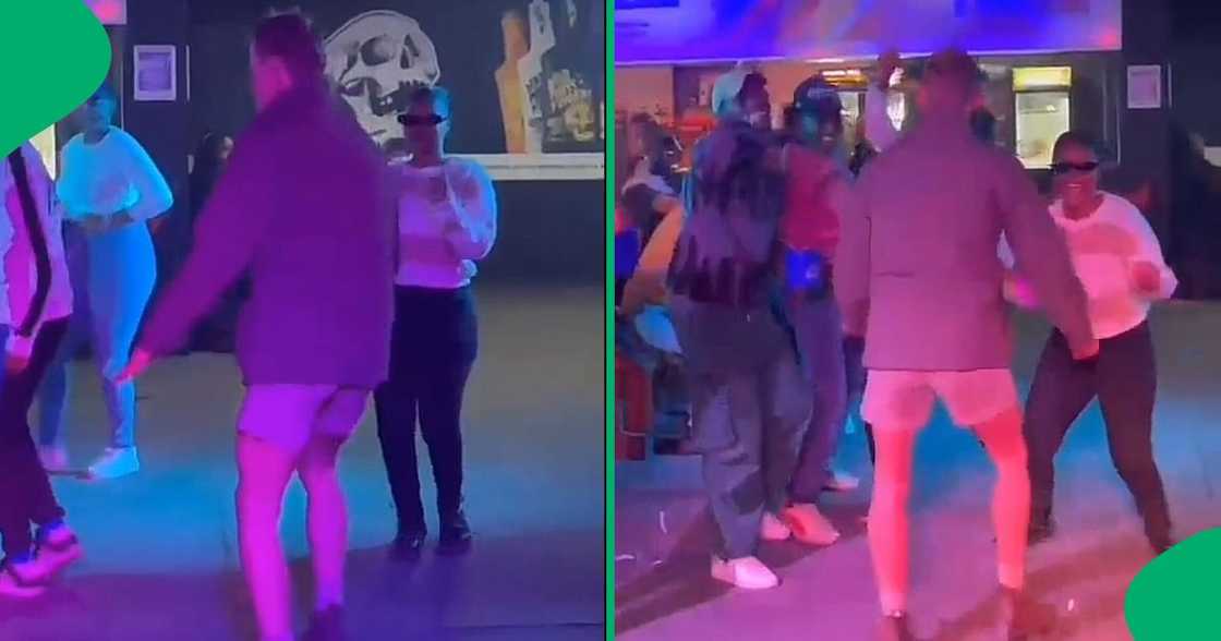 A TikTok video shows a white man dancing at the groove. A TikTok video shows a white man dancing at the groove.
