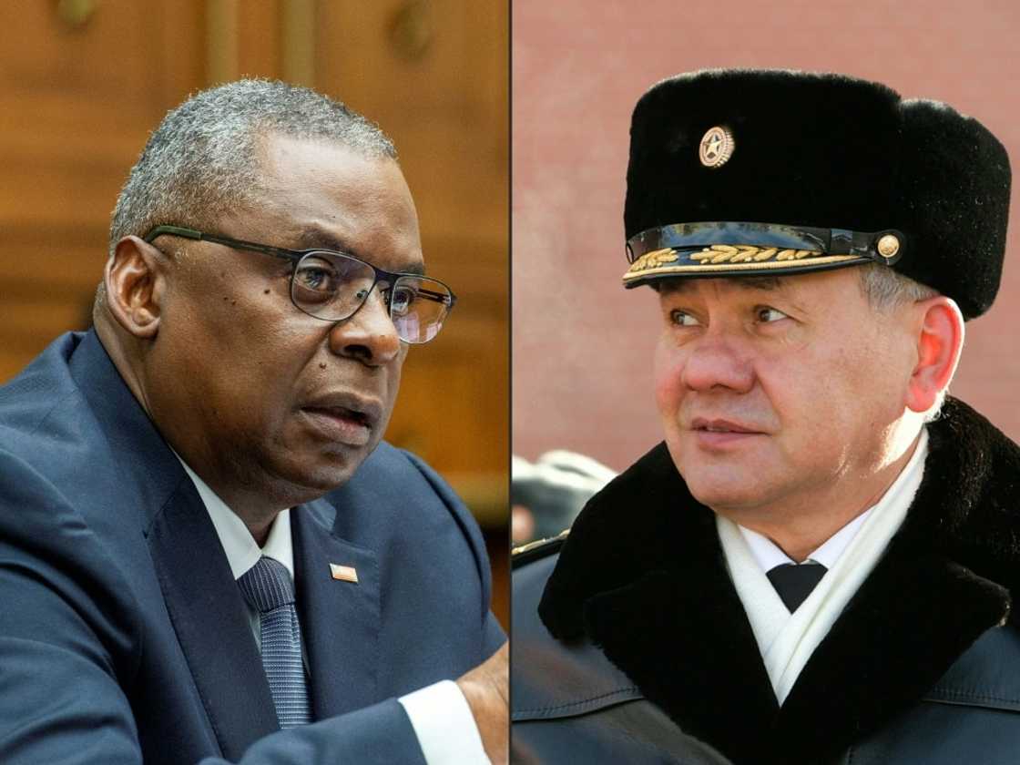 Secretary of Defense Lloyd Austin (left) and Russian Defense Minister Sergei Shoigu