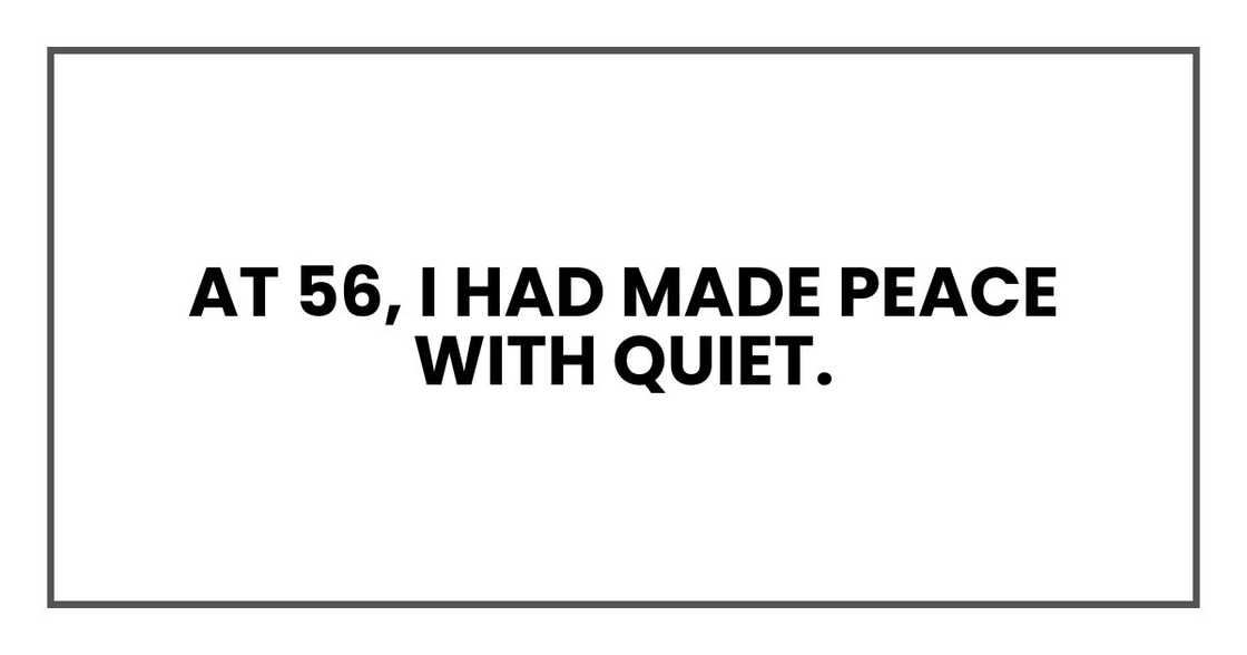 At 56, I had made peace with quiet.