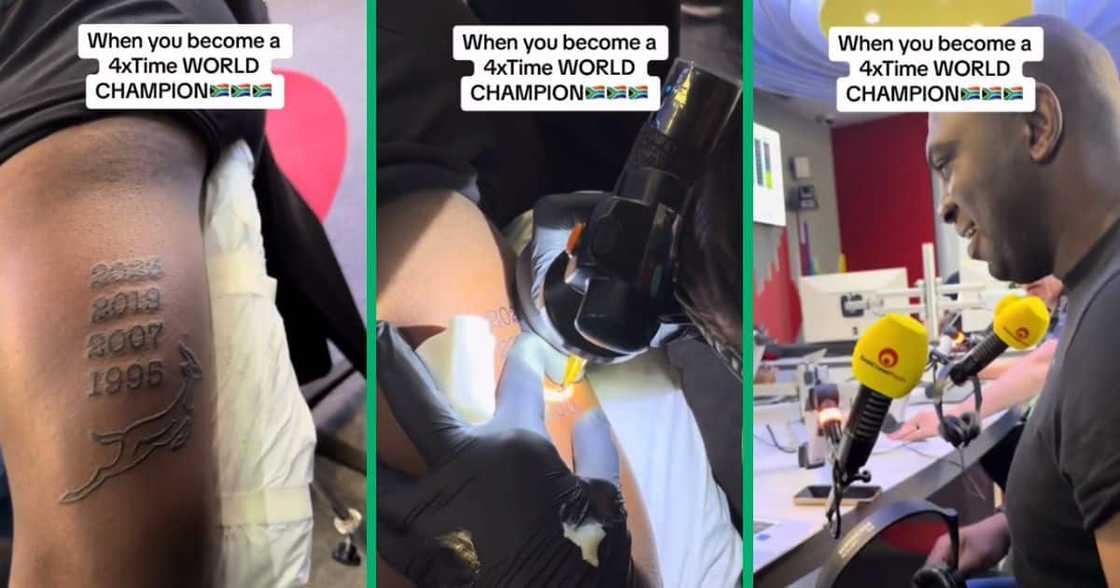 Sky Tshabalala gets tattoo of Springboks' RWC wins Sky Tshabalala gets tattoo of Springboks' RWC wins
