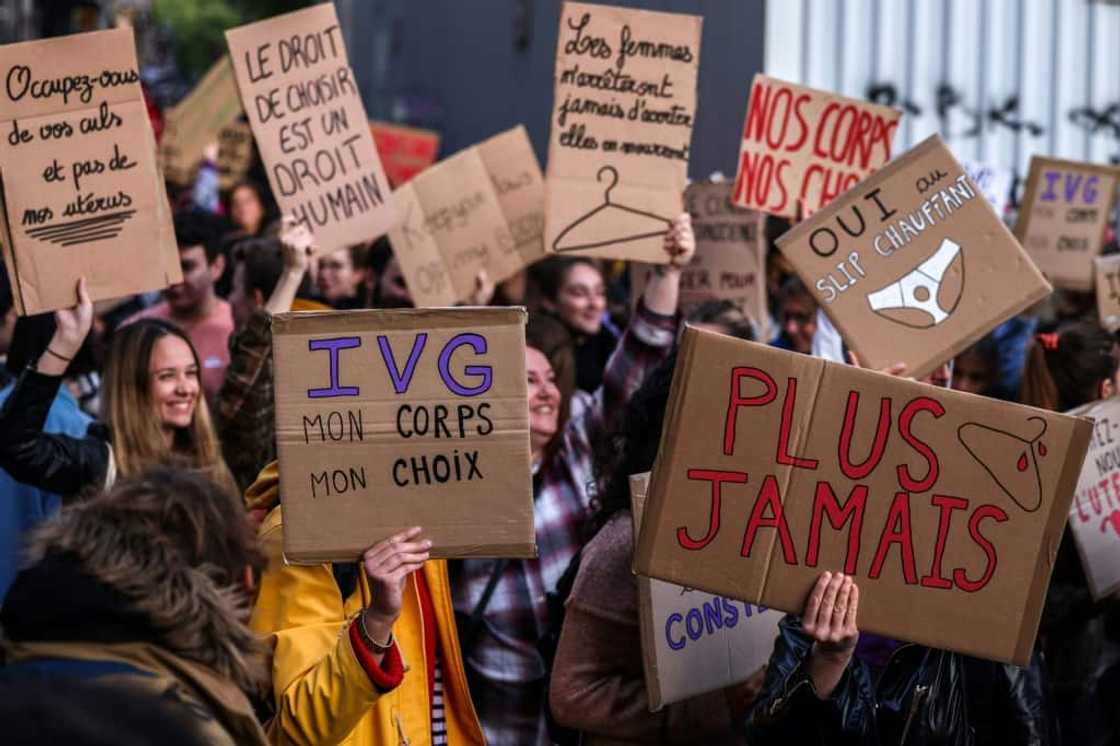 Demonstrators take part in an abortion rights rally in September