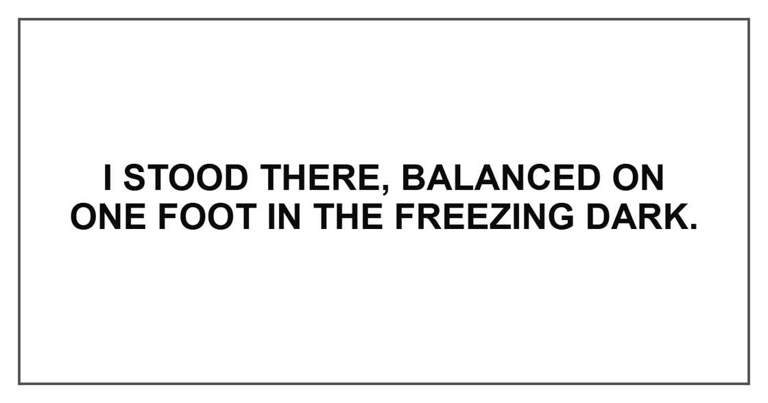 I stood there, balanced on one foot in the freezing dark.