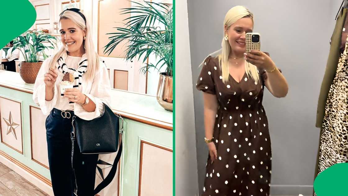 She modelled budget-friendly spring dresses directly from a PEP fitting room