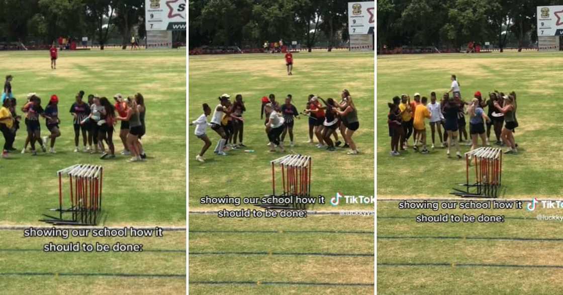 School children dancing to amapiano together School children dancing to amapiano together