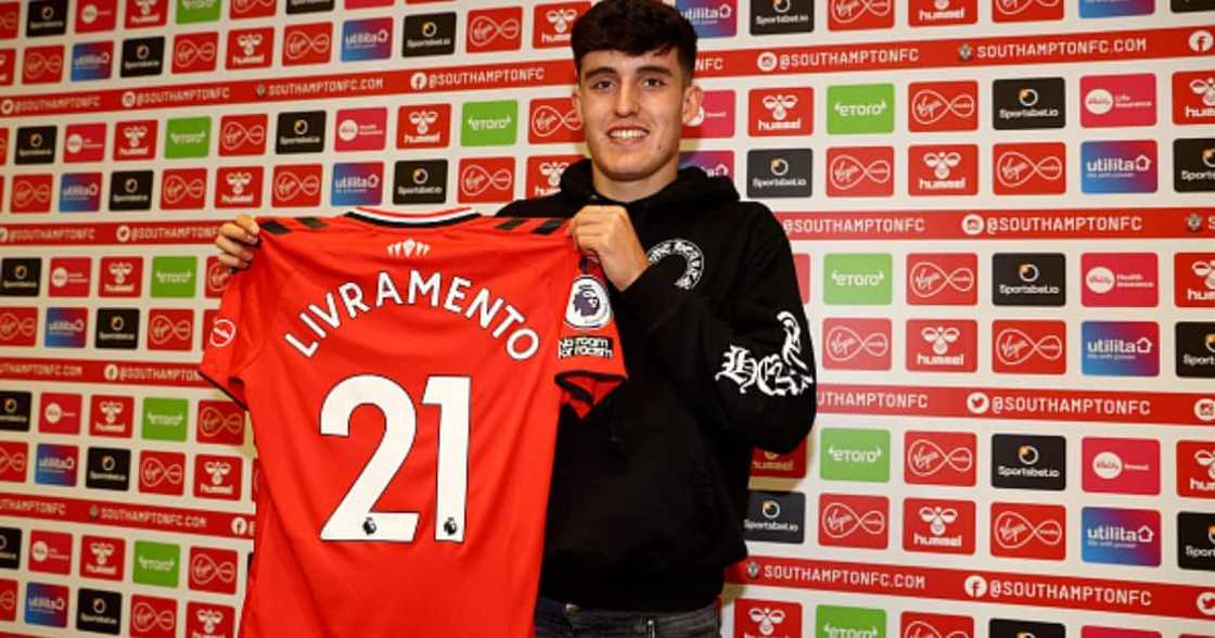 Tino Livramento poses for a photograph after signing a long-term contract at Southampton FC from Chelsea at the Staplewood Campus on August 02, 2021. Photo by Matt Watson/Southampton FC via Getty Images. Tino Livramento poses for a photograph after signing a long-term contract at Southampton FC from Chelsea at the Staplewood Campus on August 02, 2021. Photo by Matt Watson/Southampton FC via Getty Images.