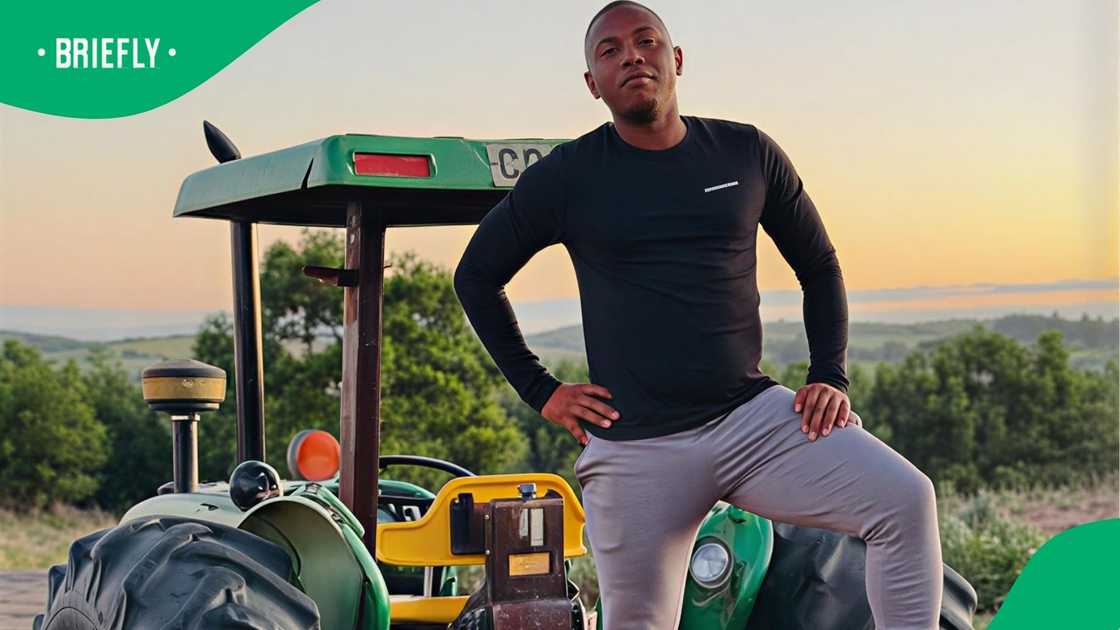 Andile Jali working in his farm. Andile Jali working in his farm.