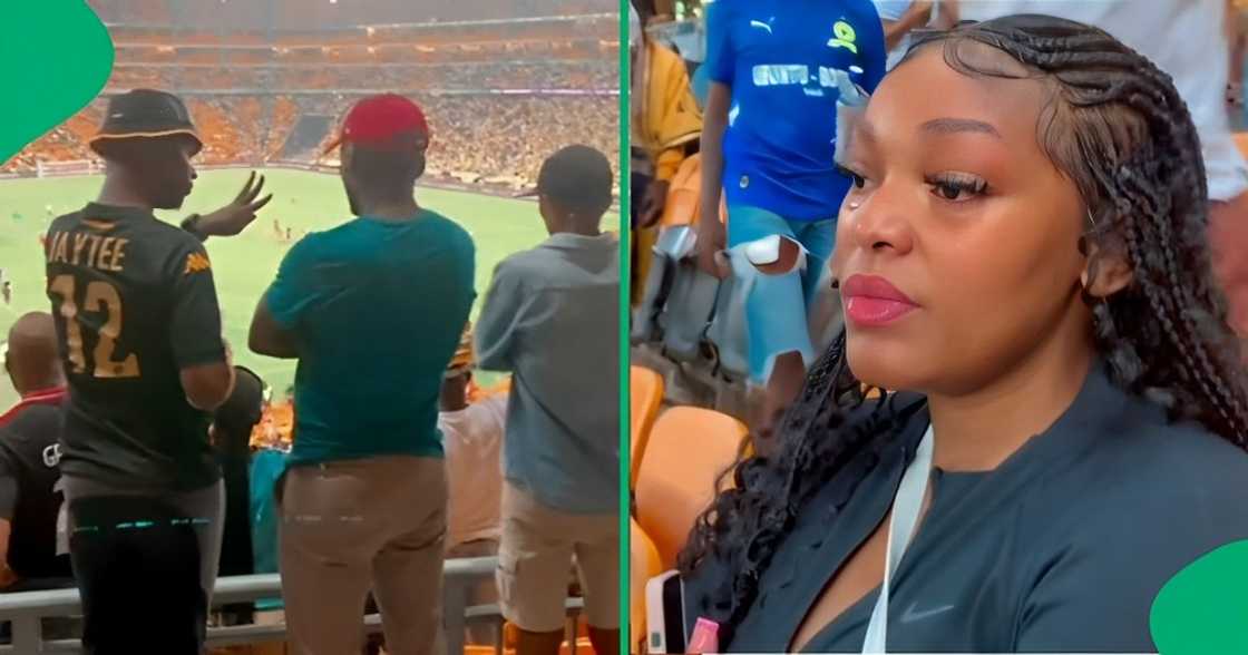 A Kaizer Chiefs supporter cried at the football stadium