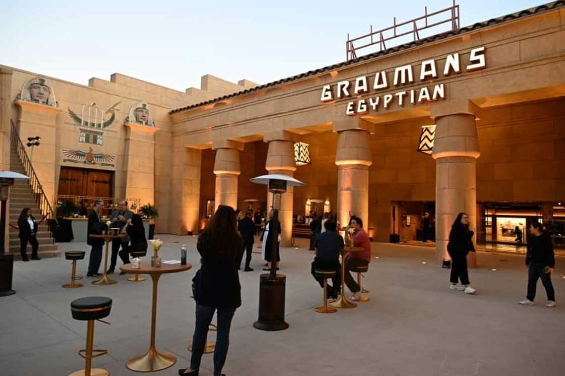 Visitors attend the press preview for the reopening of the Egyptian Theatre, in Hollywood, California on November 6, 2023 Visitors attend the press preview for the reopening of the Egyptian Theatre, in Hollywood, California on November 6, 2023