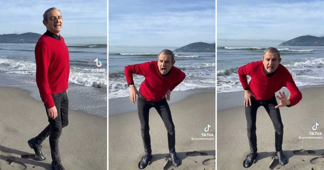 Mr Bean's lookalike cracked his bones at the beach