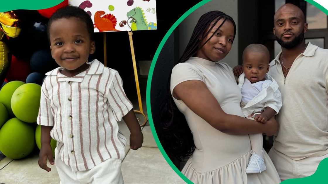 Temba Bavuma and Phila Lobi with their son, Lihle