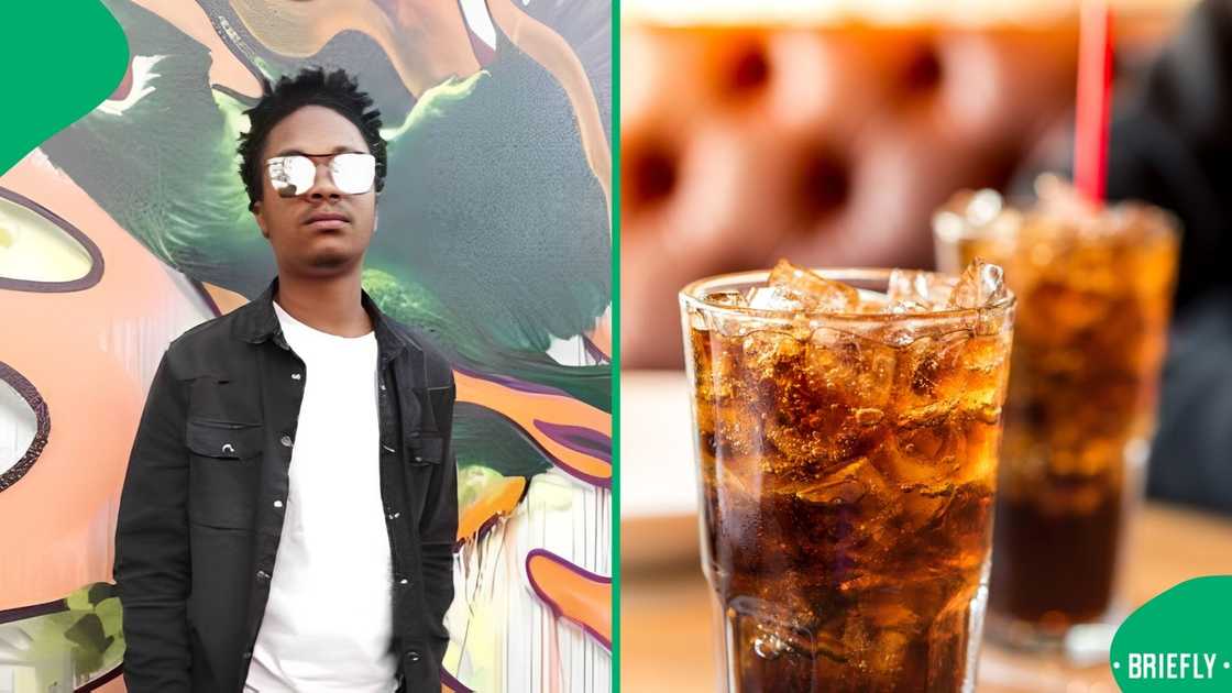 A man showed a difference in Coca-Cola bottles from different provinces.