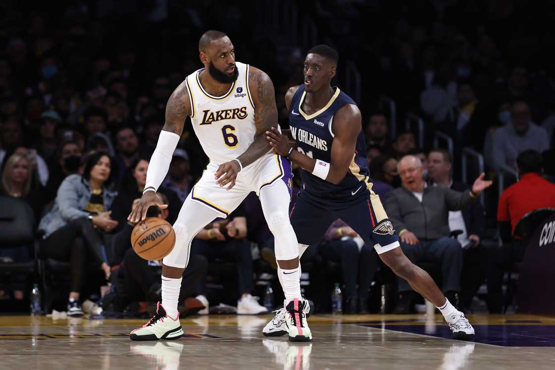 LeBron James and Tony Snell at Crypto.com Arena in Los Angeles LeBron James and Tony Snell at Crypto.com Arena in Los Angeles