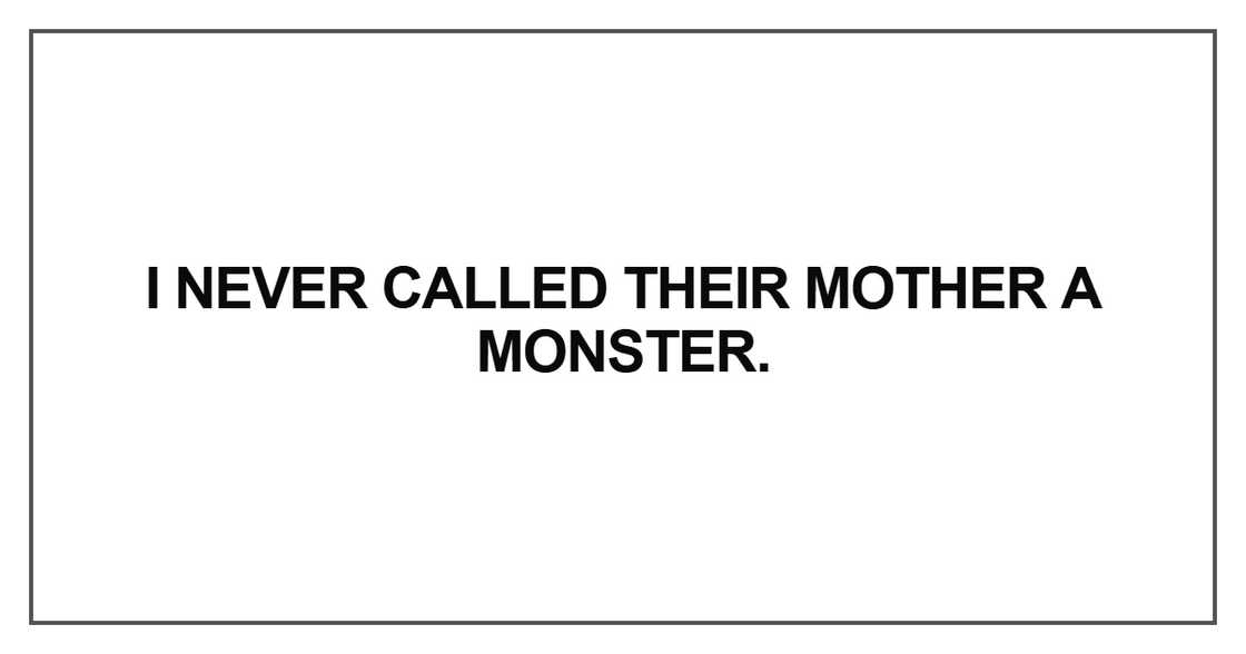 I never called their mother a monster