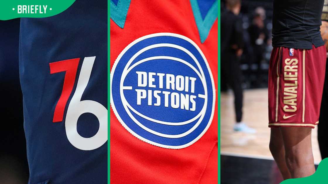 The Philadelphia 76ers, Detroit Pistons and the Cleveland Cavaliers logos