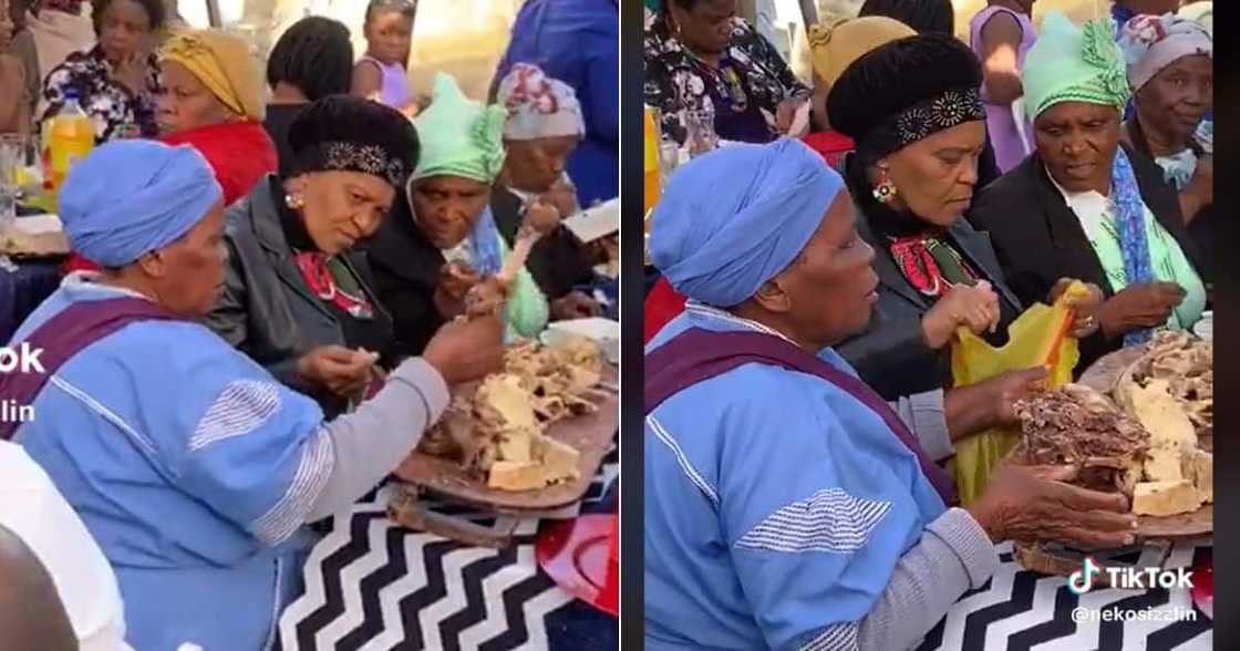 TikTok video shows granny taking meat served at ocassion TikTok video shows granny taking meat served at ocassion