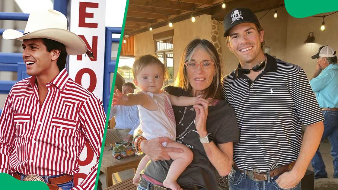 Lane Frost, Kellie Kyle, her son Aaron, and her grandchild