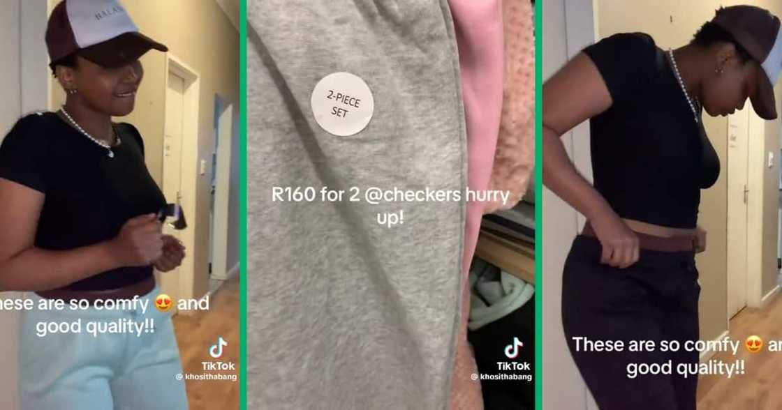 A woman shared a plug for Checkers sweatpants A woman shared a plug for Checkers sweatpants