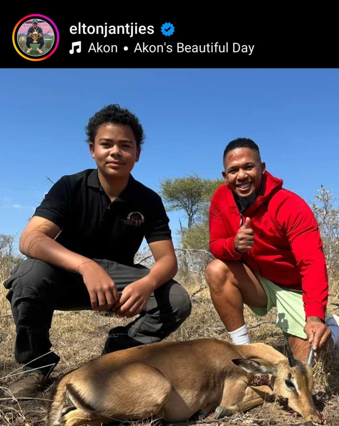 After receiving backlash from netizens Elton Jantjies deleted the images After receiving backlash from netizens Elton Jantjies deleted the images