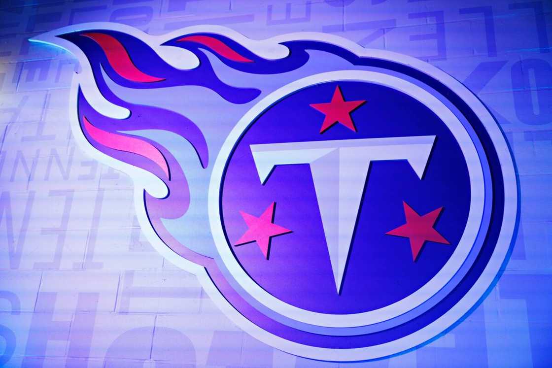 The logo of the Tennessee Titans in Nashville, Tennessee The logo of the Tennessee Titans in Nashville, Tennessee