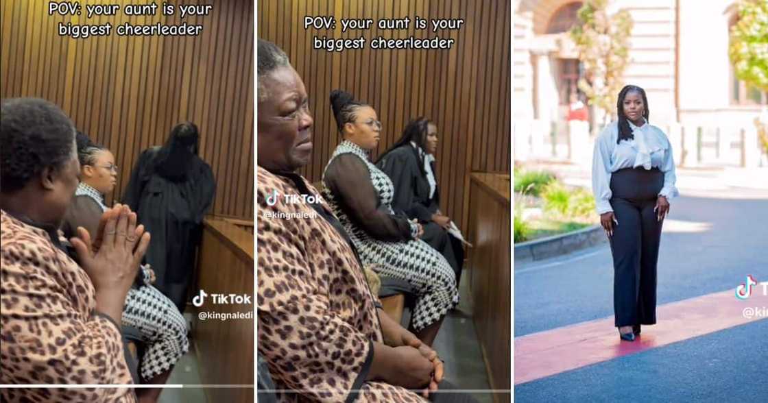 aunt crying tears of joy as niece is admitted as an advocate