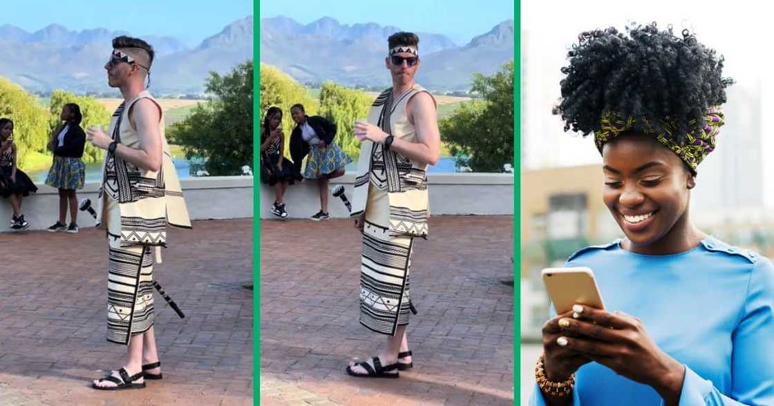 White man in Xhosa attire White man in Xhosa attire