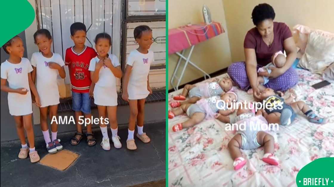 On the right, an old picture showed the quints when they were still infants On the right, an old picture showed the quints when they were still infants